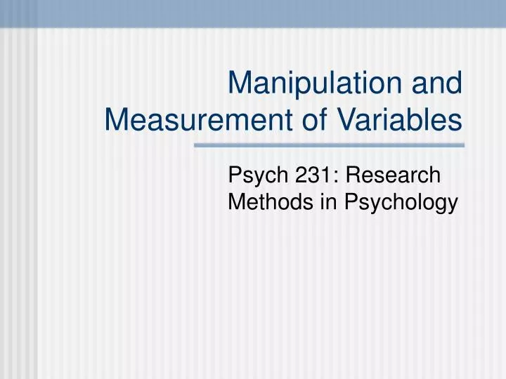 PPT Manipulation and Measurement of Variables PowerPoint Presentation