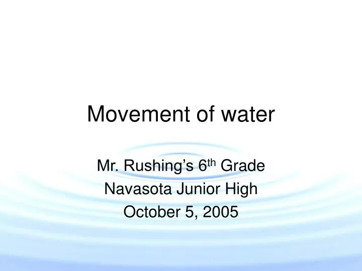 movement of water n.