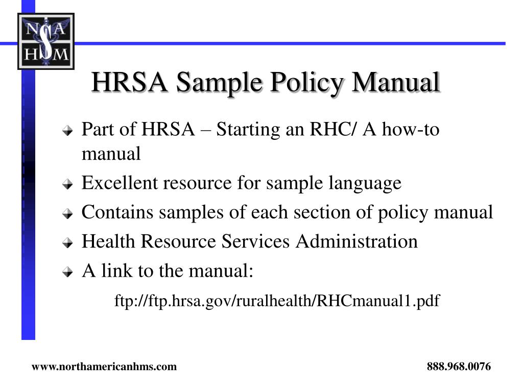 PPT Rural Health Clinic Policy and Procedure Manual Components