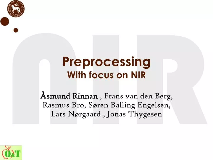 preprocessing with focus on nir n.