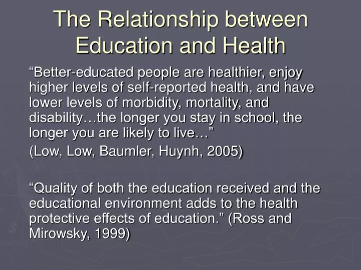 PPT The Relationship between Education and Health