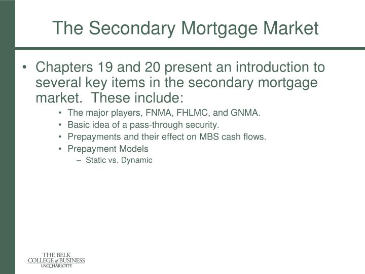 the secondary mortgage market n.
