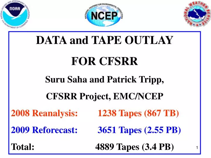 Ppt Data And Tape Outlay For Cfsrr Suru Saha And Patrick Tripp Cfsrr Project Emc Ncep 08 Reanalysis 1238 Tapes 867 Powerpoint Presentation Id Ppt Data And Tape Outlay For Cfsrr Suru Saha And Patrick Tripp Cfsrr Project Emc Ncep 08 Reanalysis 1238 Tapes 867 Powerpoint Presentation Id