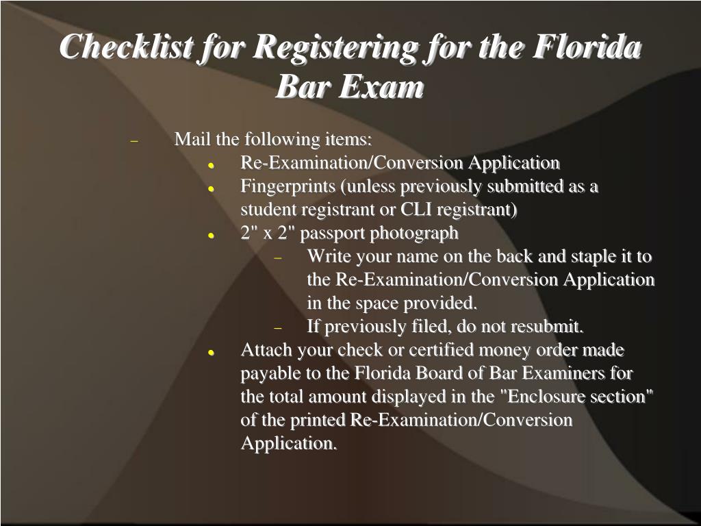 florida bar exam laptop registration