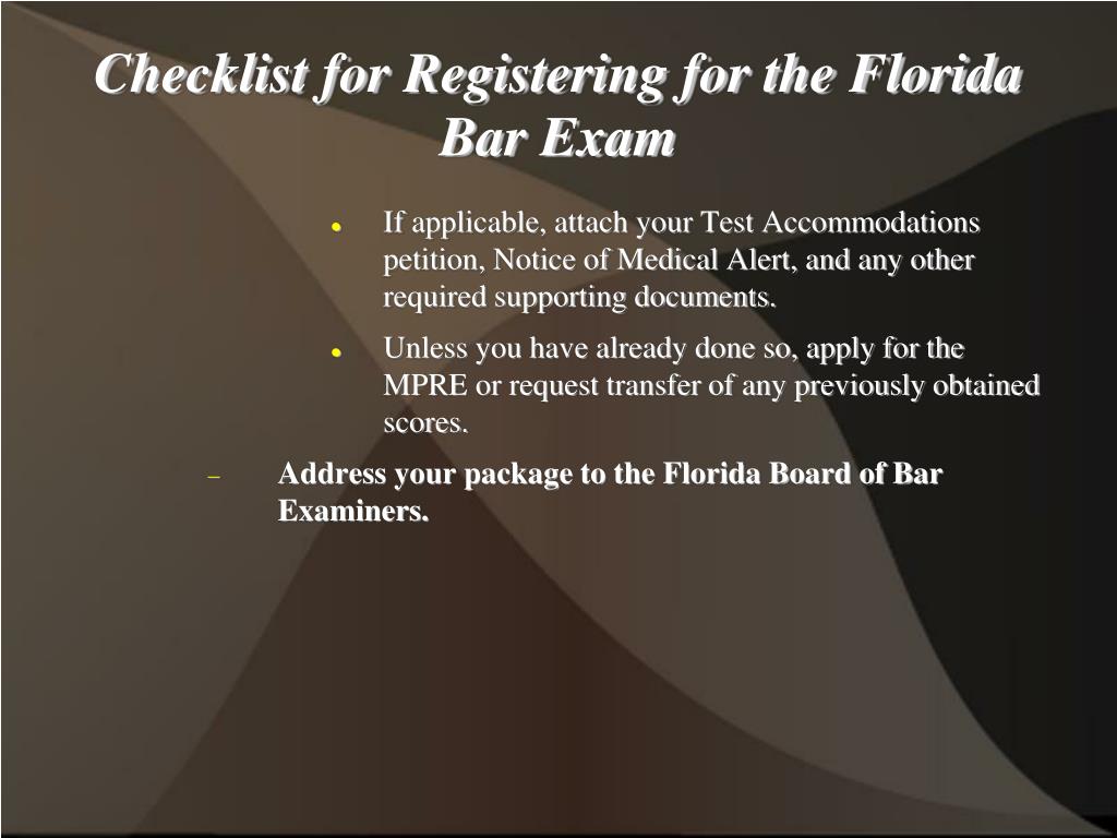florida bar exam laptop registration