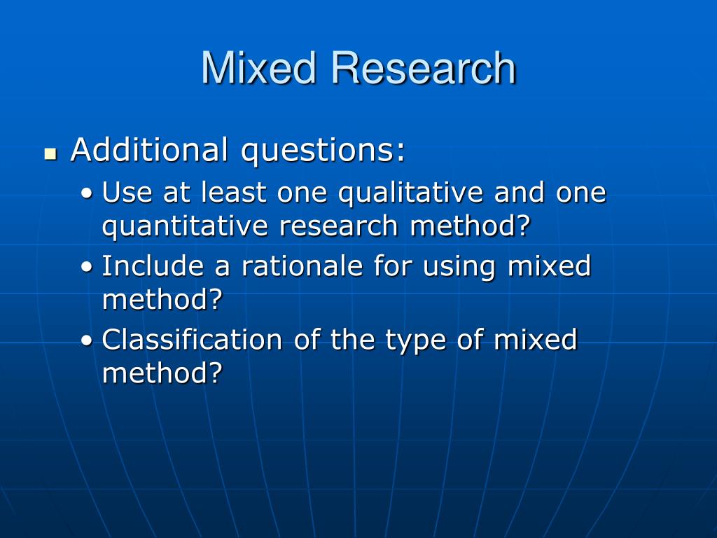 research questions in mixed methods research
