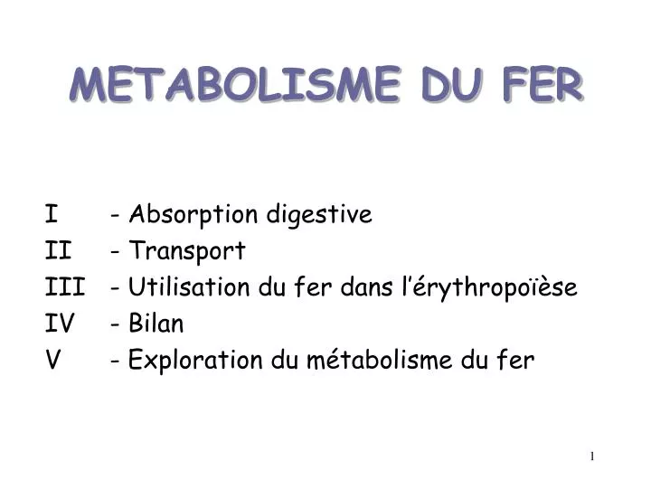 metabolisme du fer n.