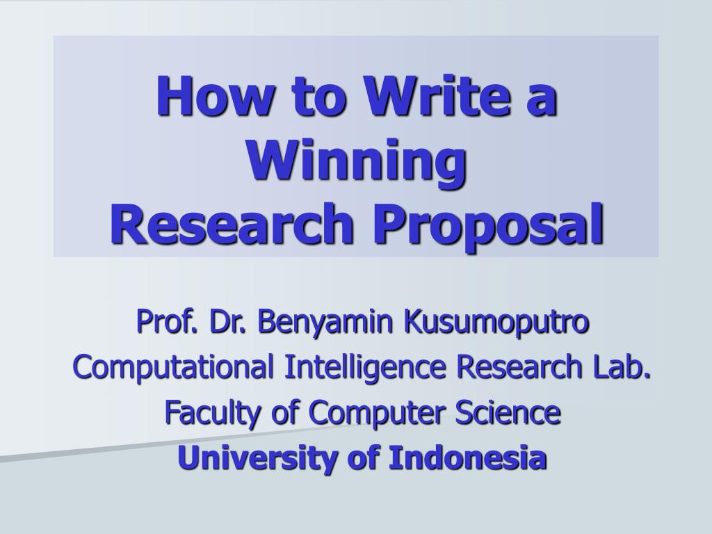 PPT - How to Write a Winning Research Proposal PowerPoint