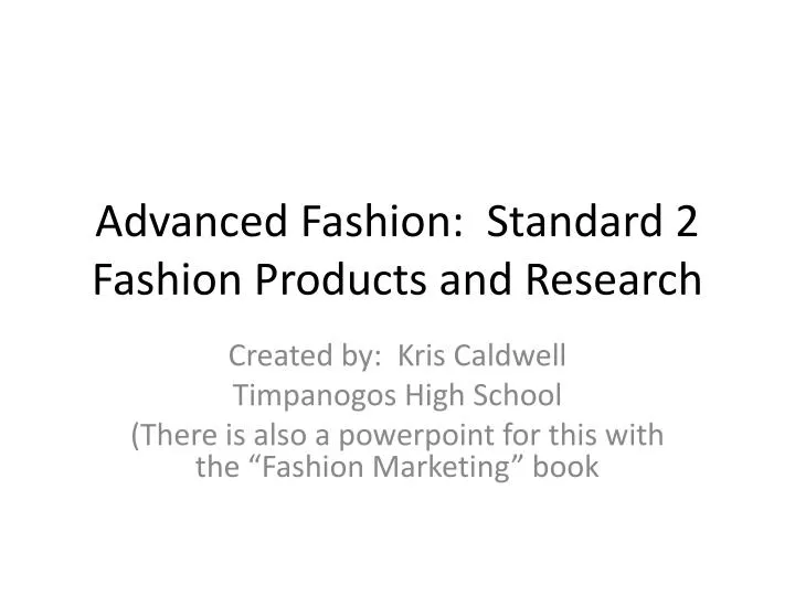 advanced fashion standard 2 fashion products and research n.