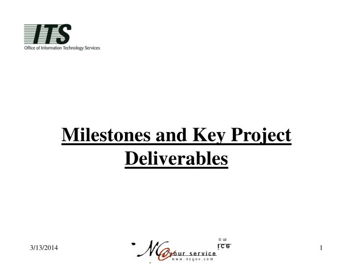 milestones and key project deliverables n.