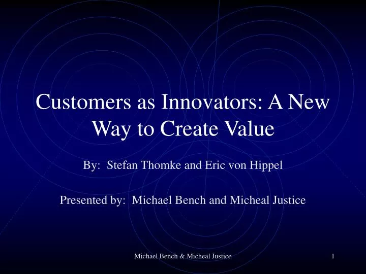 customers as innovators a new way to create value n.