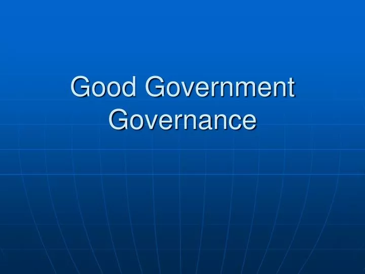 good government governance n.