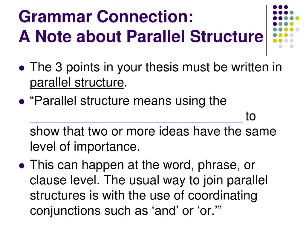 parallel structure in a thesis