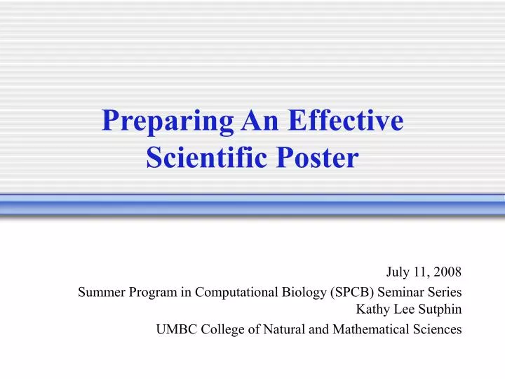 preparing an effective scientific poster n.