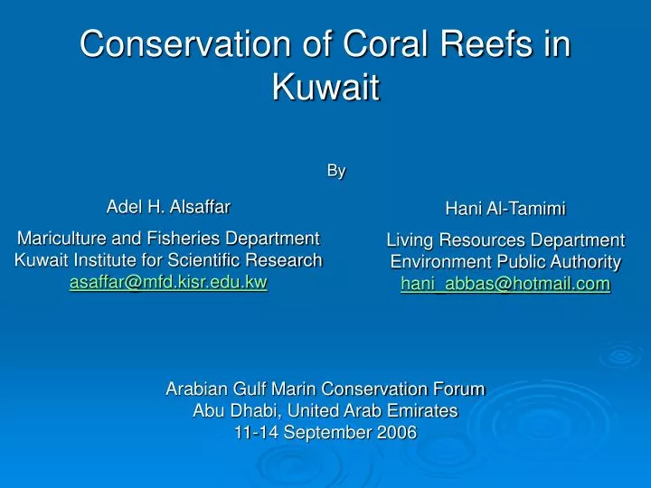 conservation of coral reefs in kuwait n.