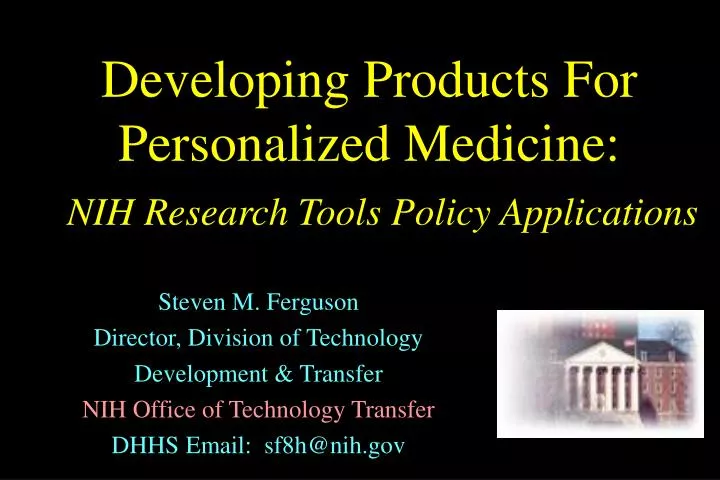 developing products for personalized medicine nih research tools policy applications n.