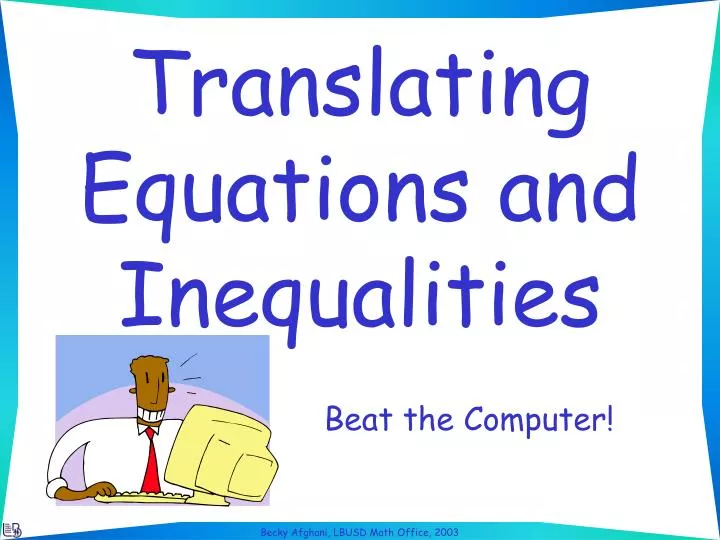 translating equations and inequalities n.