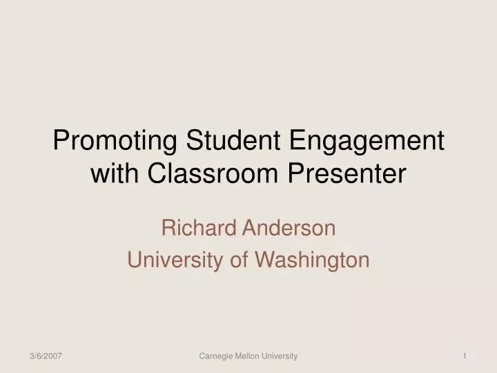 promoting student engagement with classroom presenter n.