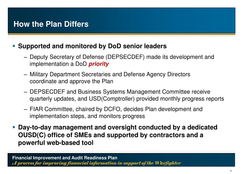 PPT DoD Financial Improvement and Audit Readiness (FIAR) Plan A