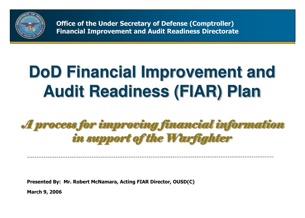 PPT DoD Financial Improvement and Audit Readiness (FIAR) Plan A