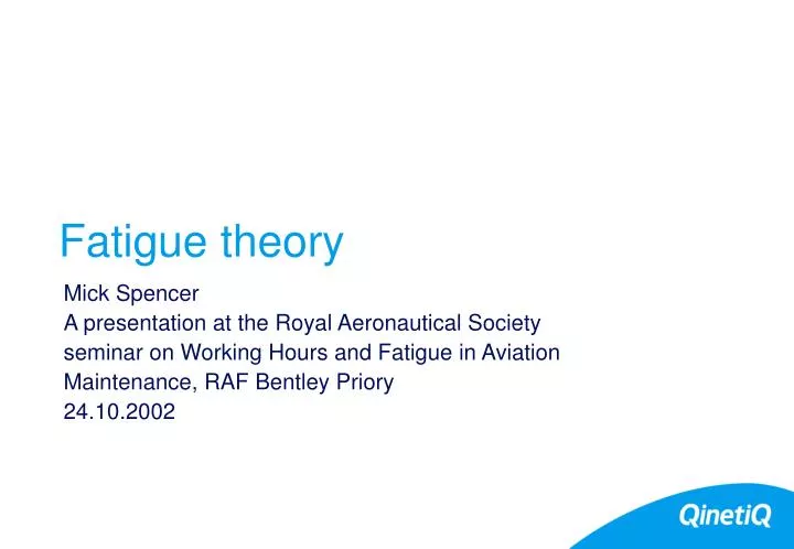 fatigue theory n.