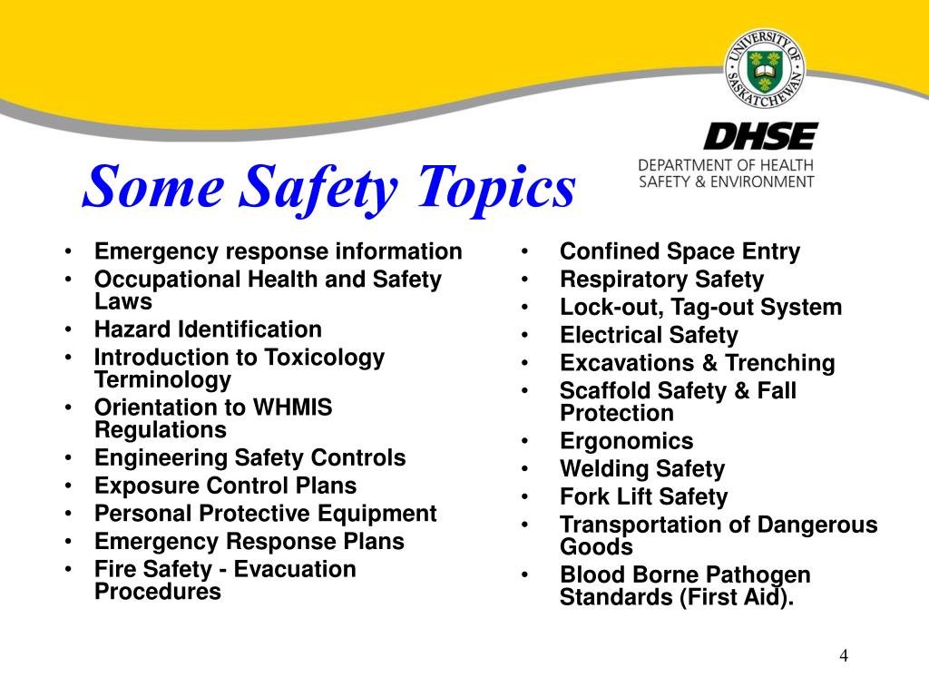 health and safety presentation topics
