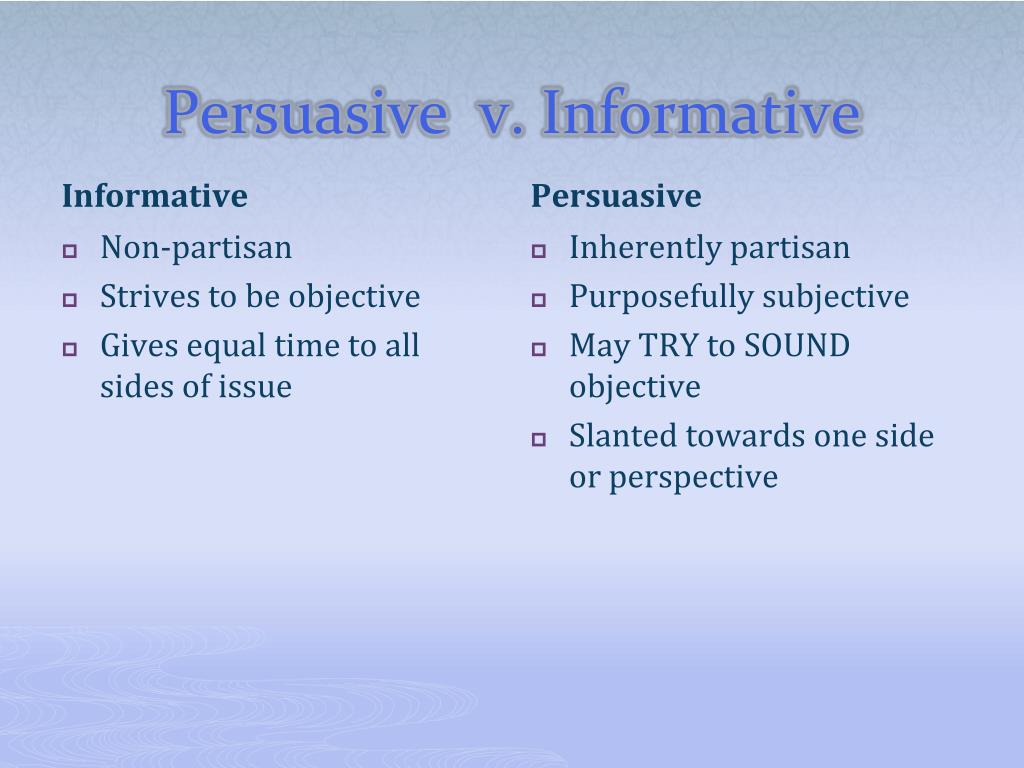 persuasive speech vs informative speech