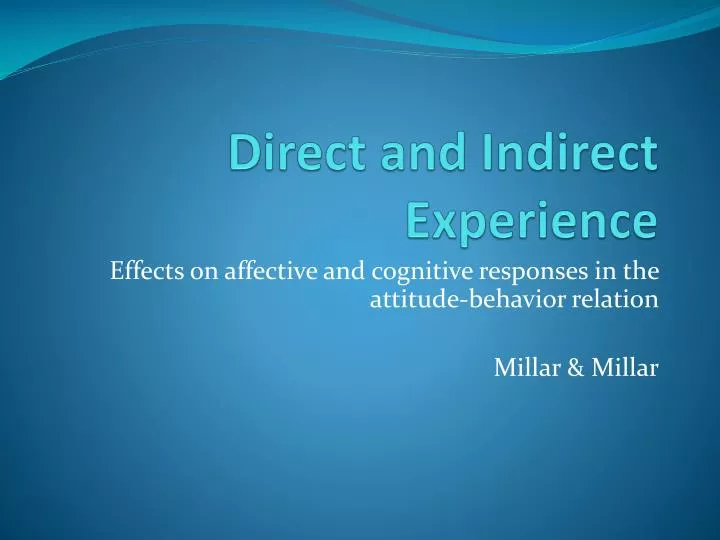 direct and indirect experience n.