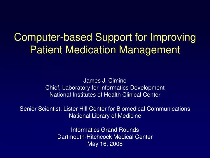computer based support for improving patient medication management n.