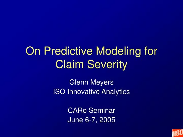on predictive modeling for claim severity n.