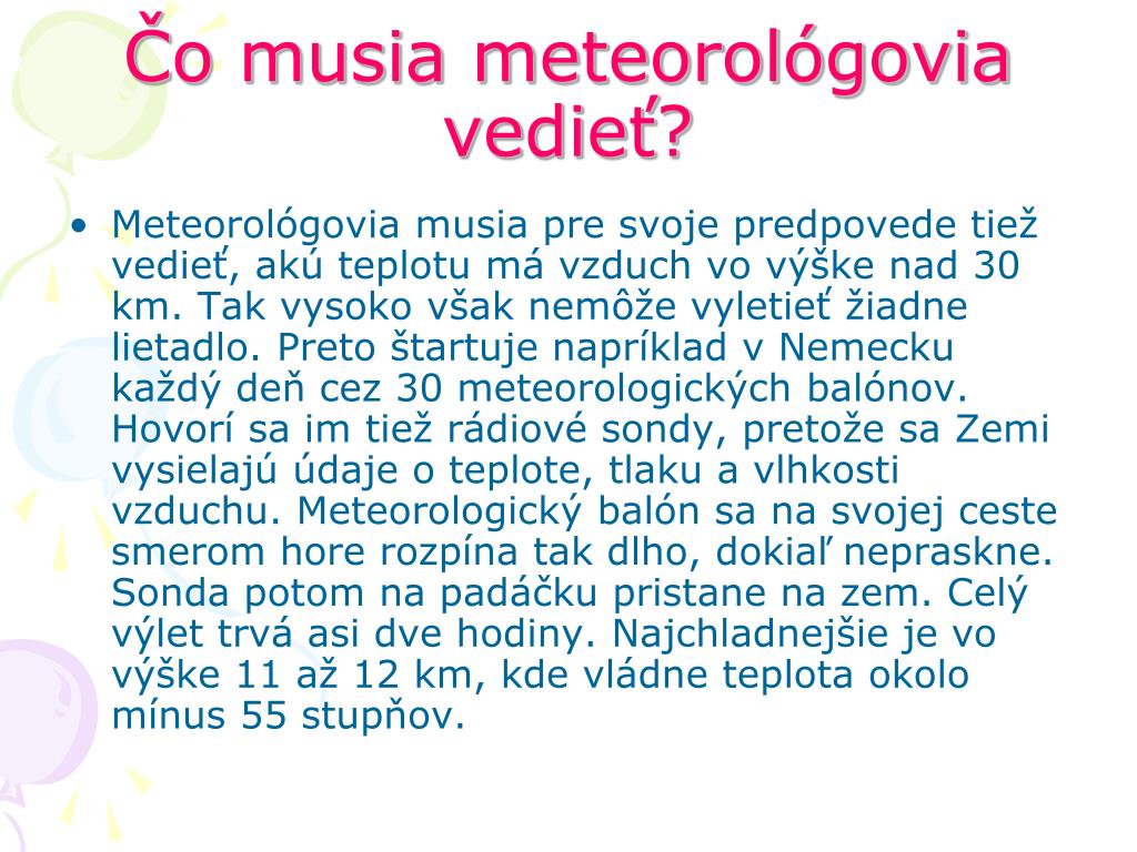 PPT - Meteorologický balón PowerPoint Presentation, free download -  ID:451408