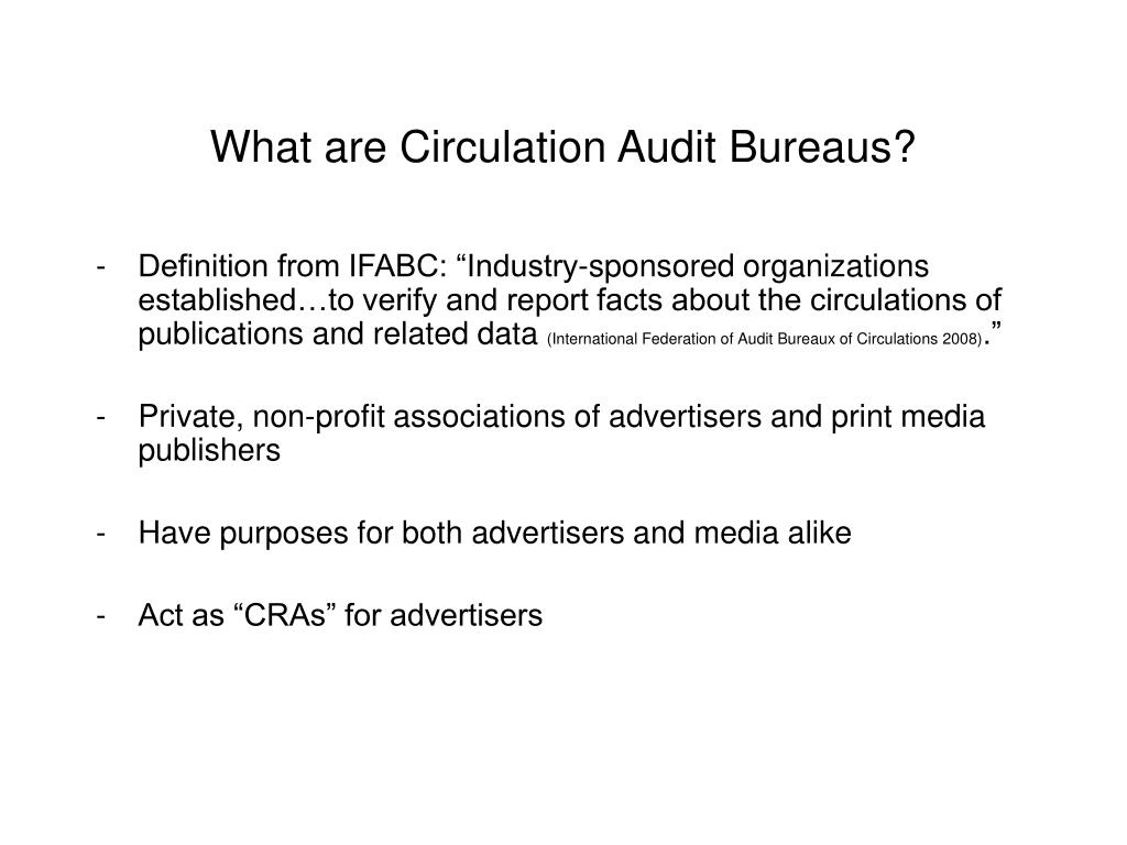 PPT - Circulation Audit Bureaus PowerPoint Presentation, free download -  ID:454664