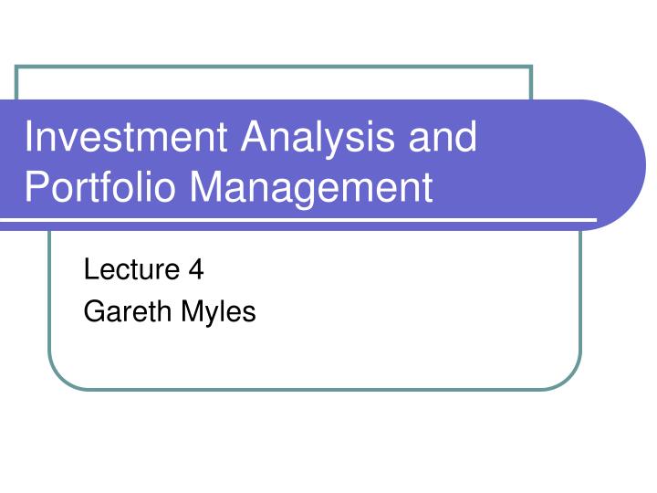 investment analysis and portfolio management n.