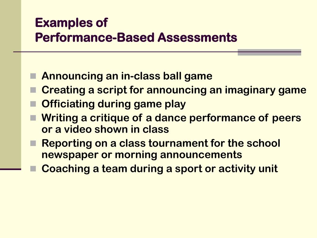 essay test is an example of performance based assessment