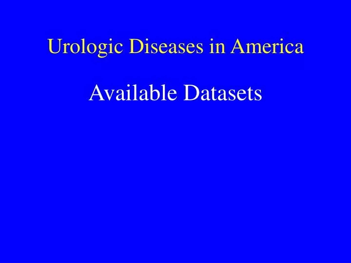 urologic diseases in america n.