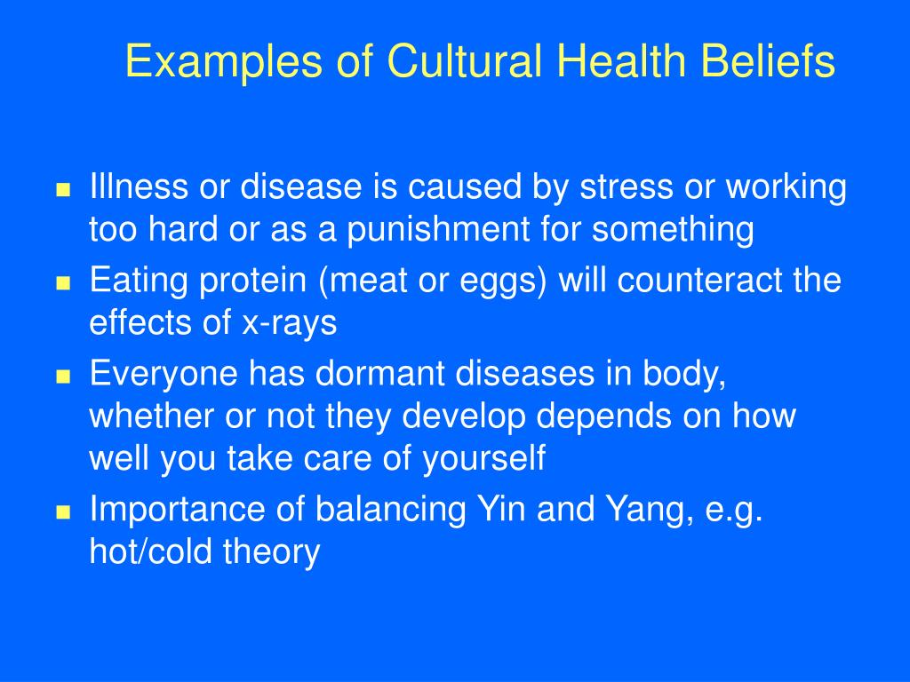 examples of cultural beliefs