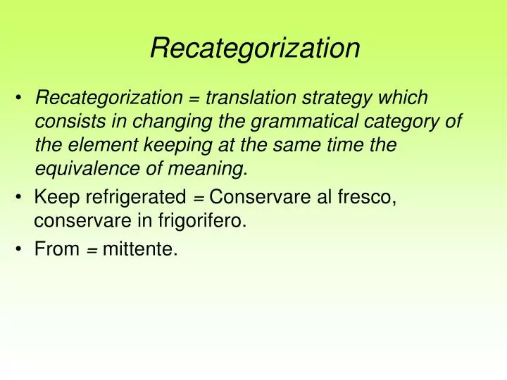 recategorization n.