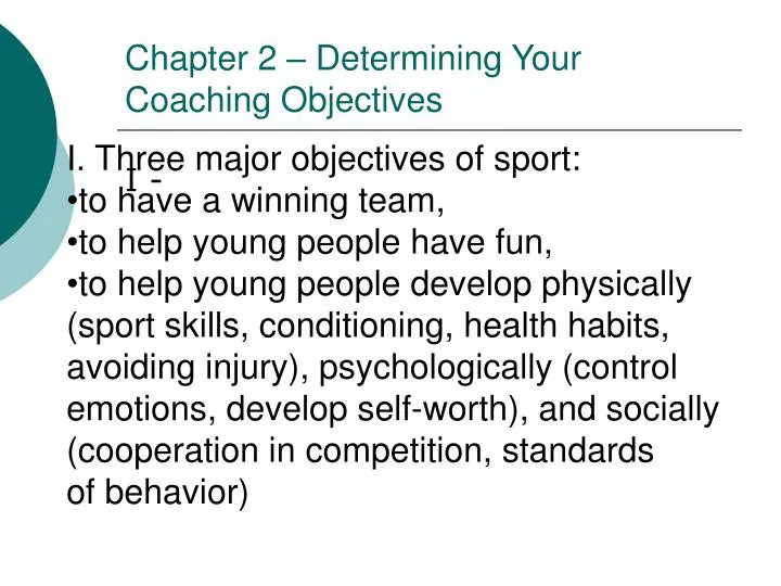 chapter 2 determining your coaching objectives n.