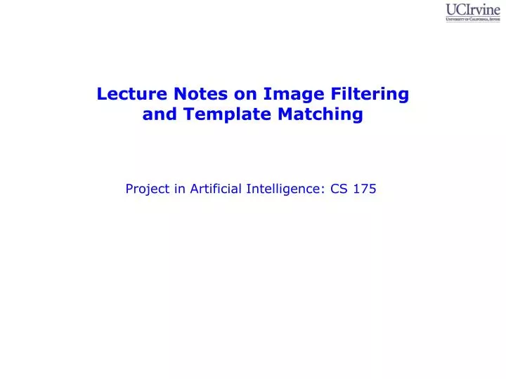 lecture notes on image filtering and template matching n.