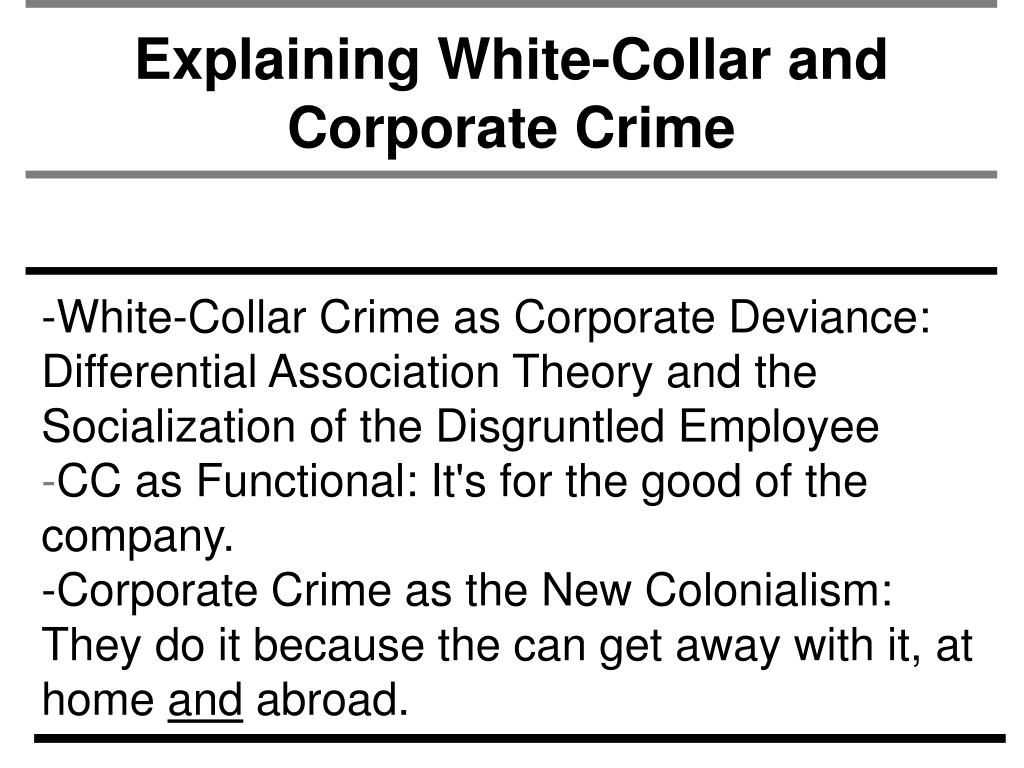 PPT - White-Collar/Corporate Crime and Organizational Misconduct PowerPoint  Presentation - ID:458725