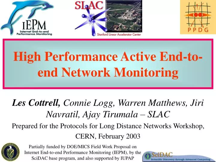 high performance active end to end network monitoring n.