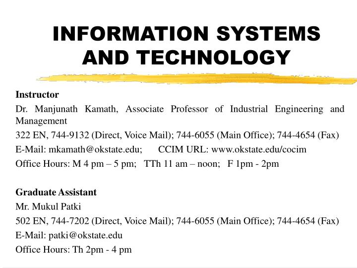 information systems and technology n.