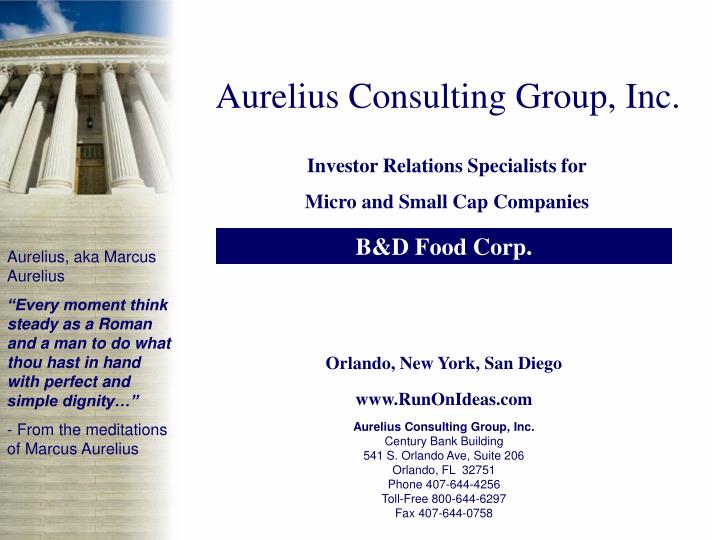 aurelius consulting group inc n.