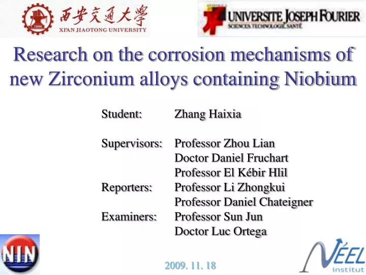 research on the corrosion mechanisms of new zirconium alloys containing niobium n.