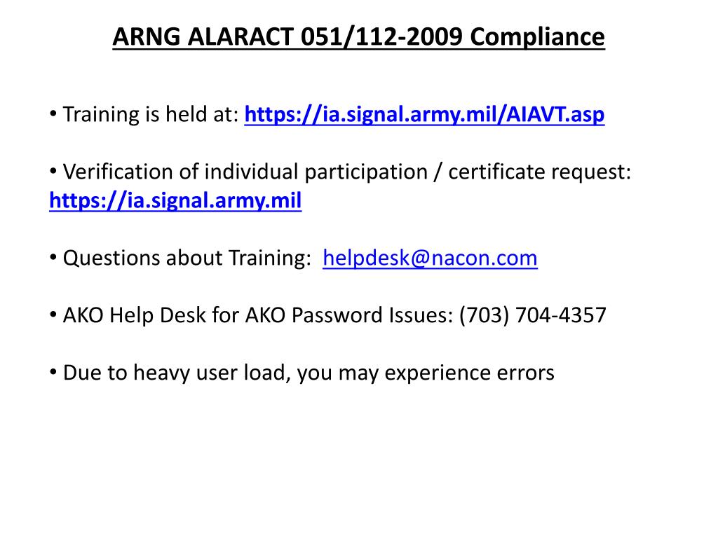 Ppt Arng Alaract 051 112 2009 Compliance Powerpoint Presentation