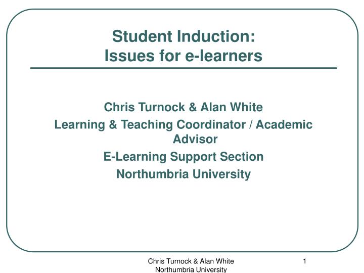 student induction issues for e learners n.