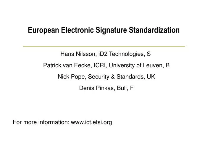 european electronic signature standardization n.