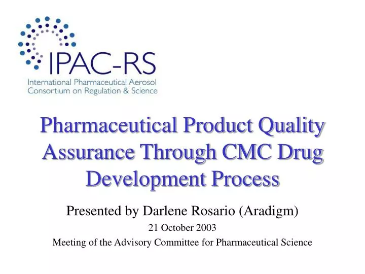 pharmaceutical product quality assurance through cmc drug development process n.
