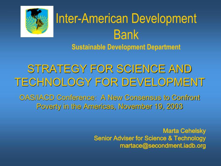 inter american development bank sustainable development department n.