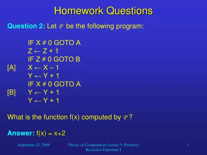 questions related to homework